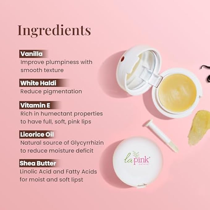 La Pink VANILLA LIP BALM WITH SHEA & KOKUM BUTTER | NOURISHED & SOFT LIPS | 100% MICROPLASTIC FREE FORMULATION | 15 GMS - Image 3